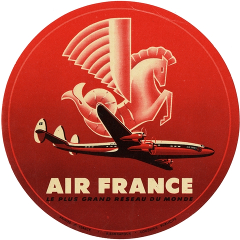 Luggage label: Air France, Lockheed L-1049 Super Constellation
