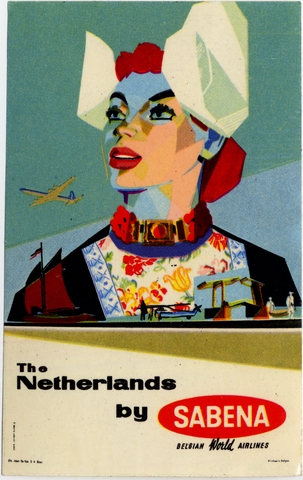 Luggage label: Sabena Belgian World Airlines, The Netherlands