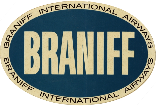 Luggage label: Braniff International Airways