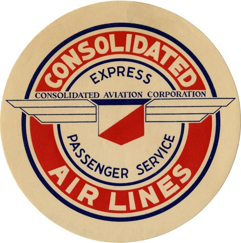 Luggage label: Consolidated Express Air Lines