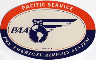 Image: luggage label: Pan American Airways System, Pacific Service