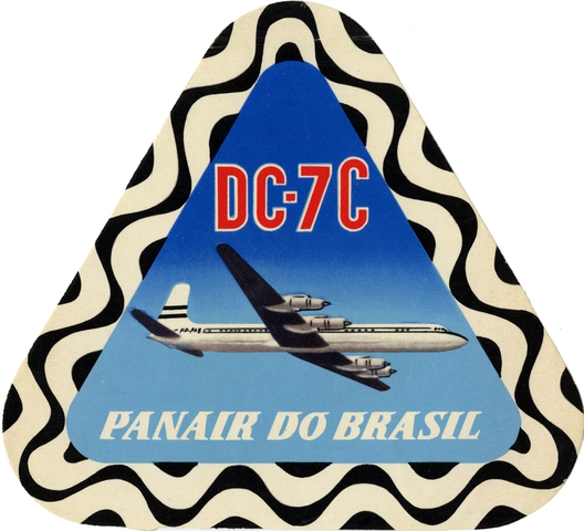 Luggage label: Panair do Brasil, Douglas DC-7C
