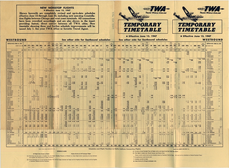 Image: timetable: TWA (Trans World Airlines), temporary