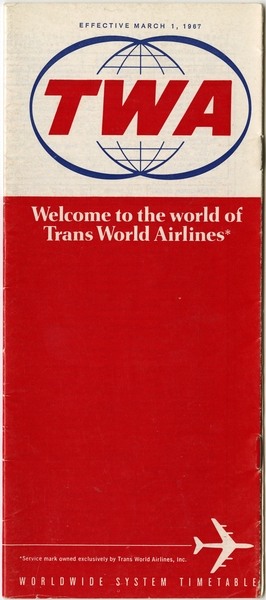 Image: timetable: TWA (Trans World Airlines)