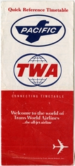 Image: timetable: TWA (Trans World Airlines), Pacific Airlines, quick reference
