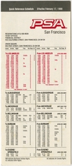 Image: timetable: Pacific Southwest Airlines (PSA), quick reference San Francisco