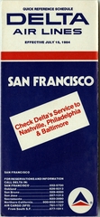 Image: timetable: Delta Air Lines, quick reference, San Francisco