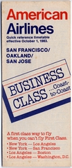Image: timetable: American Airlines, quick reference, San Francisco / Oakland / San Jose