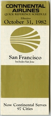 Image: timetable: Continental Airlines, quick reference San Francisco