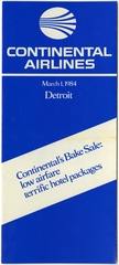 Image: timetable: Continental Airlines, quick reference Detroit