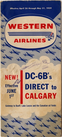 Fare schedule: Western Airlines, Douglas DC-6B