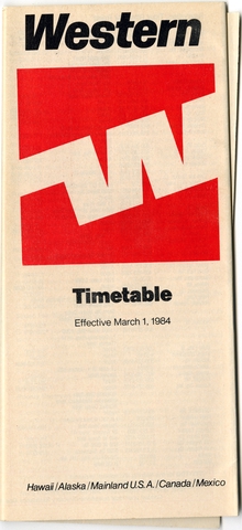 Timetable: Western Airlines