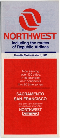 Timetable: Northwest Airlines, includes Republic Airlines
