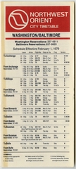Image: timetable: Northwest Orient Airlines, Washington, D.C. / Baltimore