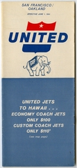 Image: timetable: United Air Lines, quick reference, San Francisco and Oakland