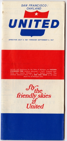 Image: timetable: United Air Lines, San Francisco and Oakland