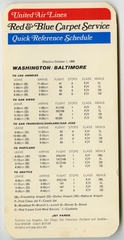 Image: timetable: United Air Lines, quick reference Washington and Baltimore