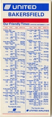 Image: timetable: United Airlines, quick reference Bakersfield