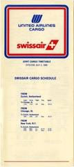 Image: timetable: United Airlines, cargo and Swissair