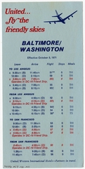 Image: timetable: United Air Lines, quick reference Washington D.C. / Baltimore