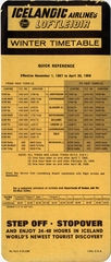 Image: timetable: Icelandic Airlines (Loftleidir), quick reference, winter schedule
