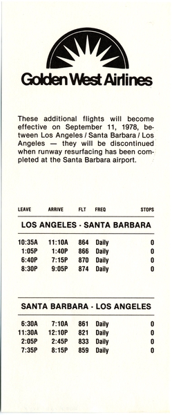 Image: timetable: Golden West Airlines