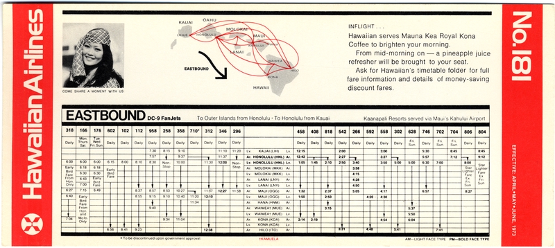 Image: timetable: Hawaiian Airlines