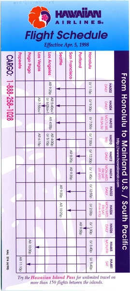 Image: timetable: Hawaiian Airlines