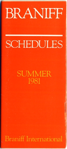 Timetable: Braniff International, summer schedule