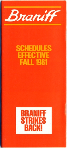 Timetable: Braniff International, fall schedule