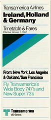 Image: timetable: Transamerica Airlines, Ireland, Holland and Germany