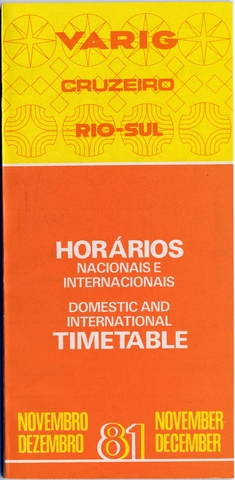 Timetable: VARIG, Cruzerio, Rio-Sul