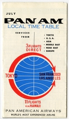 Image: timetable: Pan American World Airways, Tokyo / San Francisco / Los Angeles