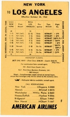 Image: timetable: American Airlines, pocket schedule New York / Los Angeles
