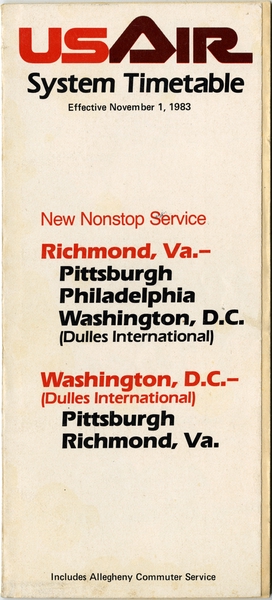 Image: timetable: USAir