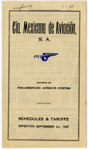 timetable: CIA Mexicana de Aviación S.A., Pan American Airways