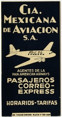 Image: timetable: CIA Mexicana de Aviación S.A., Pan American Airways