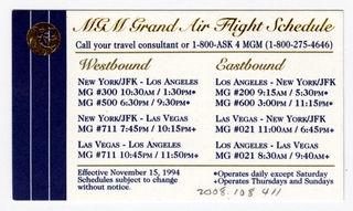 Image: timetable: MGM Grand Air