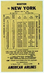 Image: pocket timetable: American Airlines, pocket schedule Boston / New York