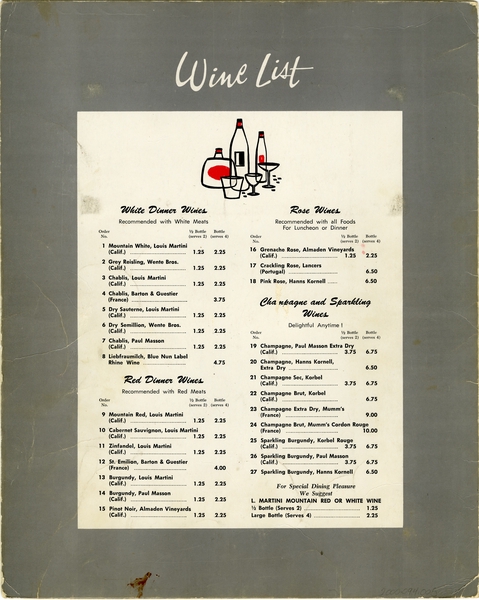 Image: menu: San Francisco International Airport (SFO), International Room restaurant