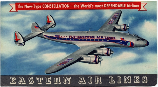 Ticket jacket: Eastern Air Lines, Lockheed L-749 Constellation