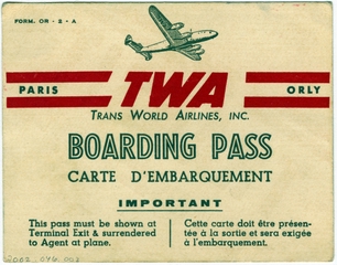Image: boarding pass: TWA (Trans World Airlines)