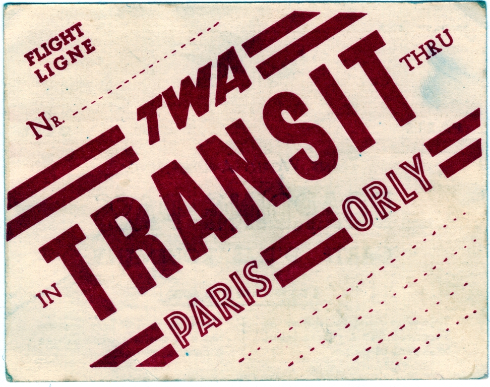 Objects | boarding pass: TWA (Trans World Airlines), Paris Orly Airport ...