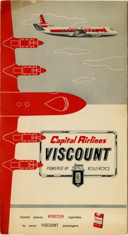 Ticket jacket and ticket: Capital Airlines, Viscount