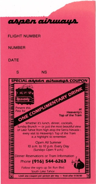 Image: ticket jacket and ticket receipt: Aspen Airways