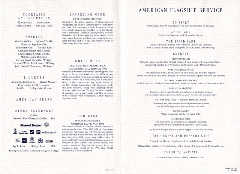 Image: menu: American Airlines