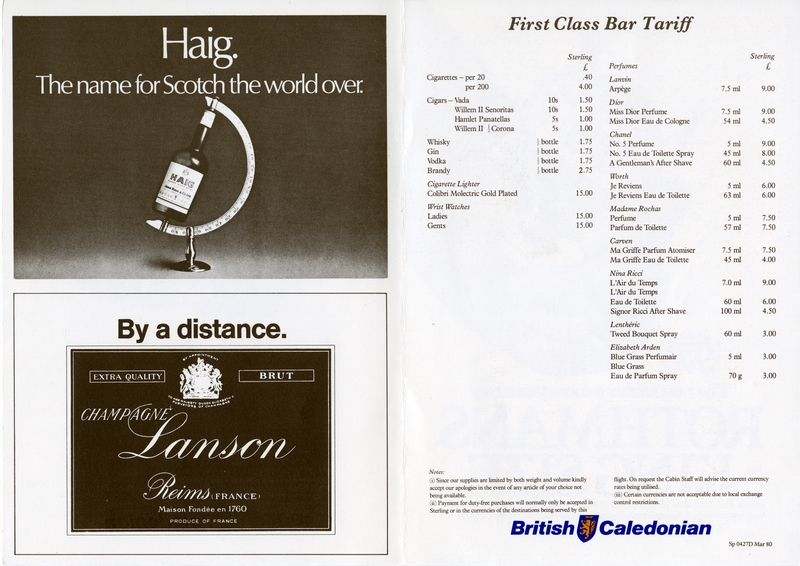 Image: menu: British Caledonian Airways