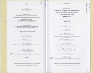 Image: menu: Cathay Pacific Airways, Business Class