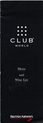 Image: menu: British Airways, Club World (Business Class)