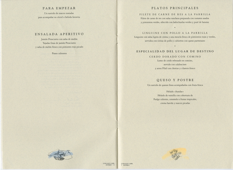 Image: menu: American Airlines, Business Class